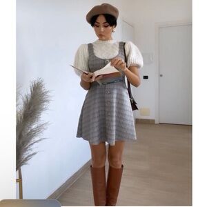 ZARA FAUX SUEDE PLAID DRESS Medium